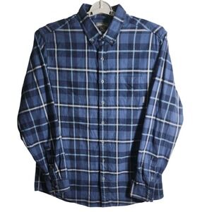 Eddie Bauer Mens Long‎ Sleeve Plaid Flannel Button Down Shirt TL Blue